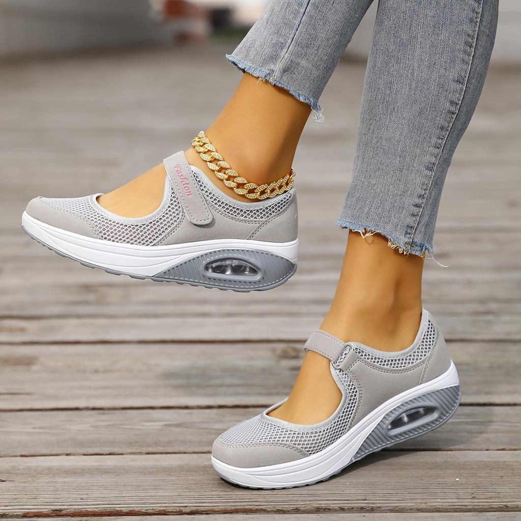 Women's Casual Mesh Sneakers, Breathable & Comfort Platform Soft Sole Shoes, Daily Walking Wedge Footwear