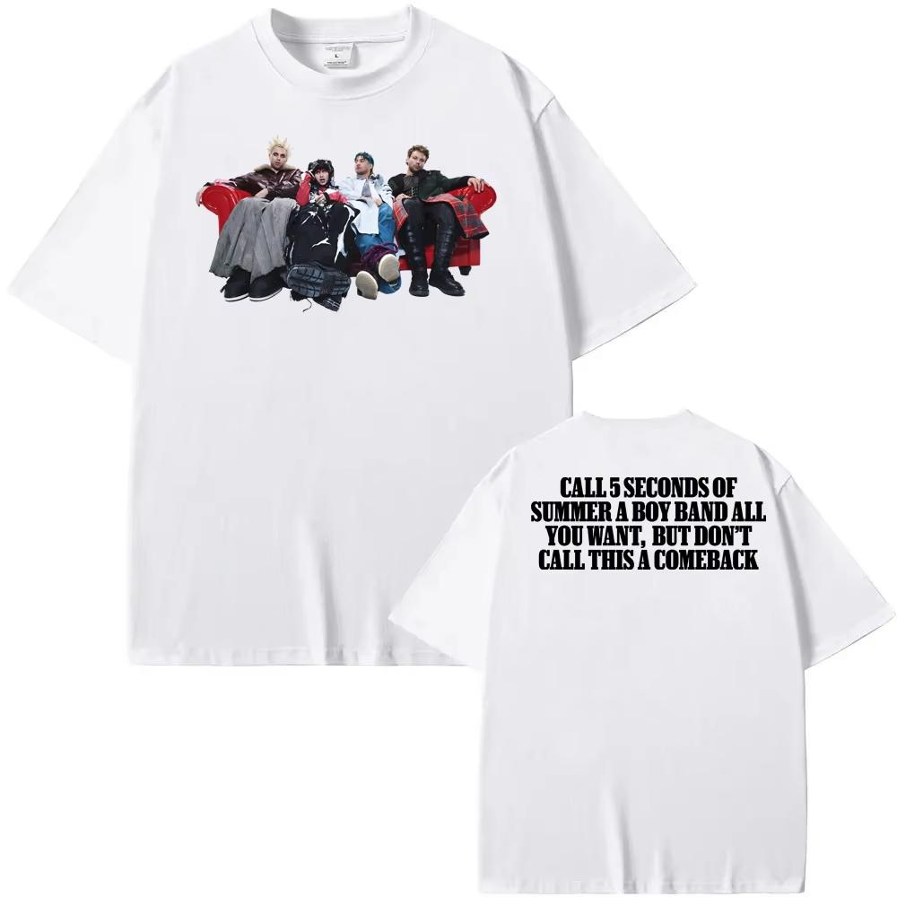 5 Seconds of Summer Tee 2025 New Album NOT OK Tops Summer Hip Hop 100cotton Teeshirt High Quality Retro Round Neck Tshirt