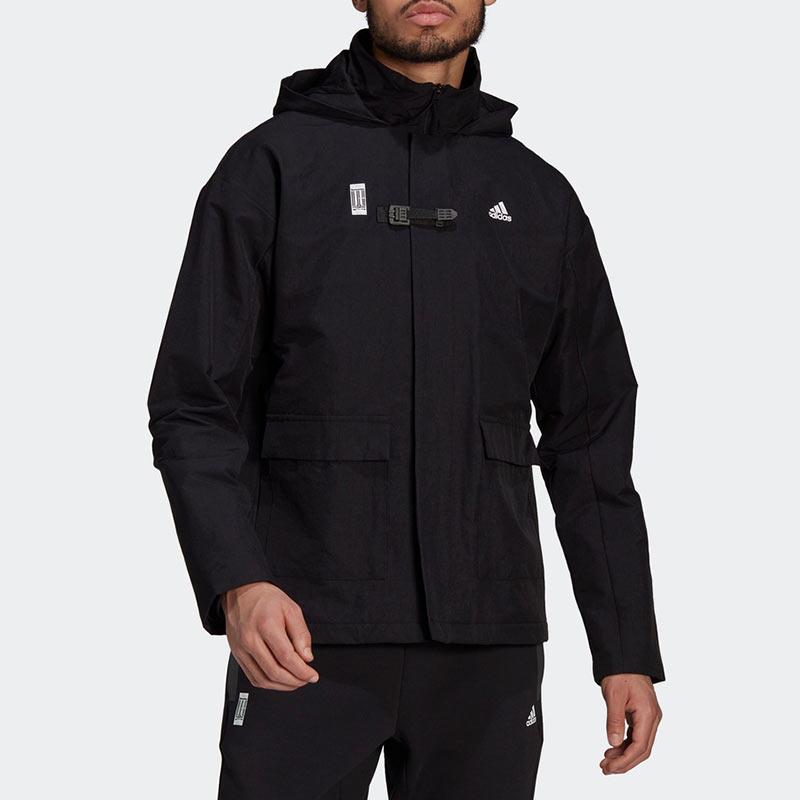 Adidas Теплая повседневная спортивная куртка с капюшоном, мужская верхняя одежда, черная GU1747