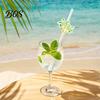 Multi-person Party Straws 20Pcs Disposable Paper Straws, Hawaiian Palm Tree Drink Cocktail Green Coconut Summer Decor Virgin Wood Pulp