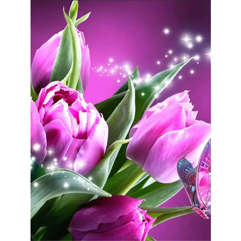 New 5D DIY Diamond Painting Flower Diamond Embroidery Cross Stitch Rhinestone Full Round Drill Crafts Art Home Decor Gift