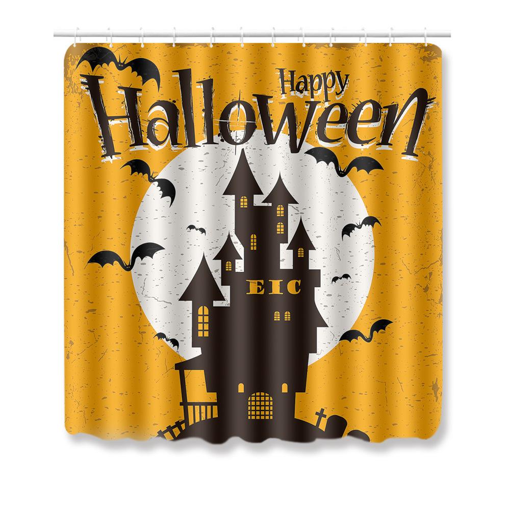 Halloween Shower Curtain Floor Mat Combination Four-Piece Set Kitchen Absorbent Non-Slip Carpet Bedroom Door Mat