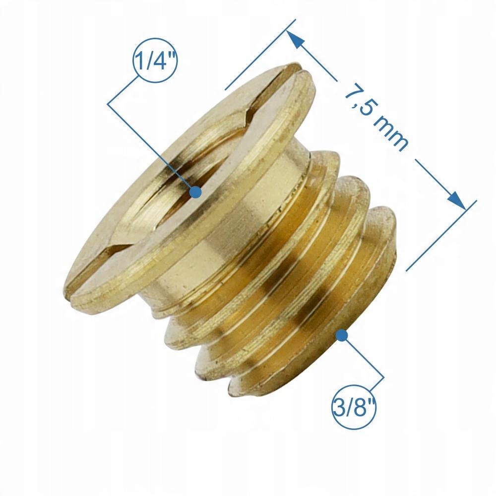 Threaded nut, adapter, reduction, 3/8" to 1/4" copper, 7.5 mm