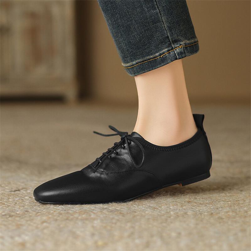 Модные новые лоферы на шнуровке из натуральной кожи, весна/осень, круглый носок, низкий каблук, женские туфли-лодочки, обувь для женщин, женская обувь, удобная обувь на плоской подошве