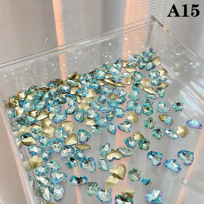 20 шт. Смешанные размеры Различная форма Ноготь 3D Стеклянные кристаллы Бриллианты Любовь Искажает Сердце Супер Блестящие Шармы Драгоценные камни Камни Д