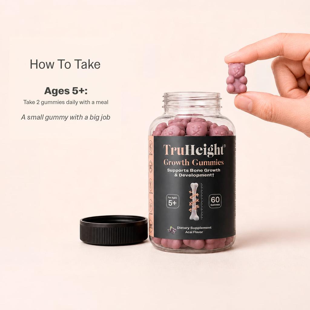 TruHeight, Growth Gummy Jelly, Ages 5+, Acai Flavor, 60 Gummy Jelly Tablets