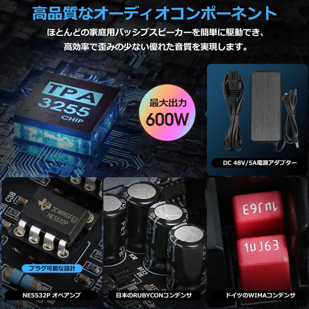 Douk Audio MAX HiFi Mini Stereo Audio Amplifier MM PHONO Phono Amplifier Phono Equalizer Class D Small Power Amplifier Phono Input NS-13G 2.0CH 300W2