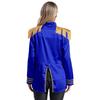 Womens Halloween Medieval Style Outerwear Tassel Shoulder Pads Gold Trim Front Zip Satin Jacket