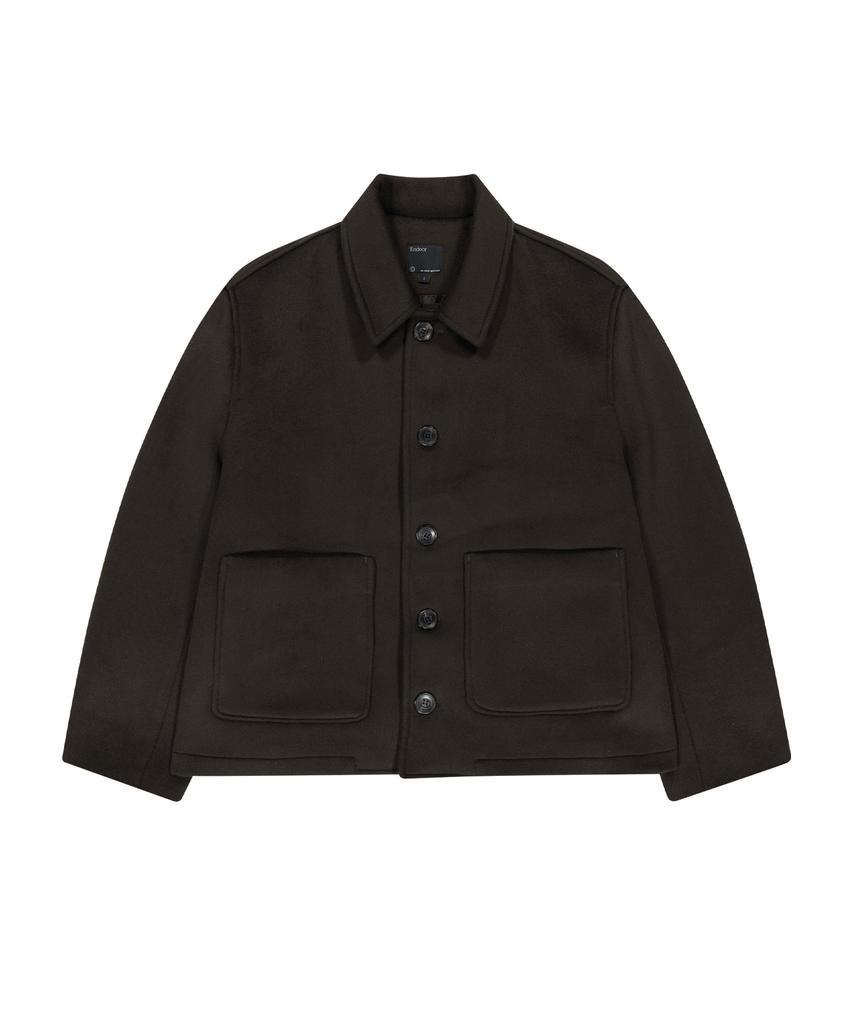 Endoor [Renewal] Fine Wool Short Coat (Brown)