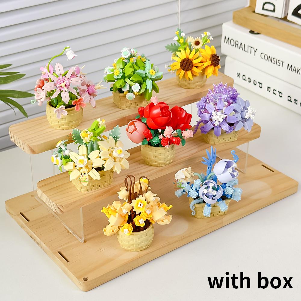 HUIQIBAO Модель Вечного Цветка Букет Комнатное Растение Микро Конструктор MOC DIY Украшение для Дома и Стола Кирпичный Конструктор для Детей