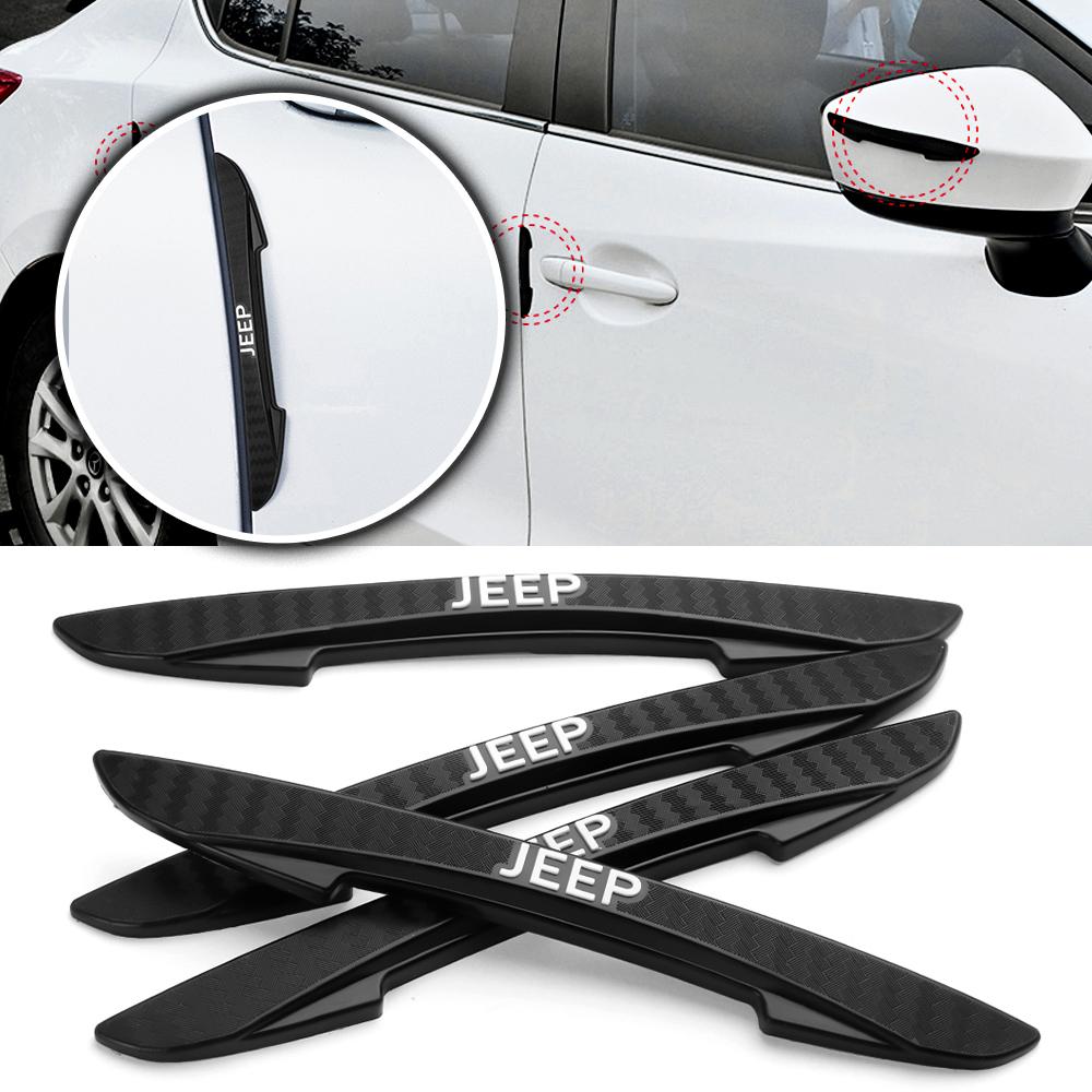 AOY5 4Pcs Car Anti-Collision Bumper Strips Door Side Edge Protective Stickers For Jeep Renegade Compass Wrangler jk Cherokee Grand
