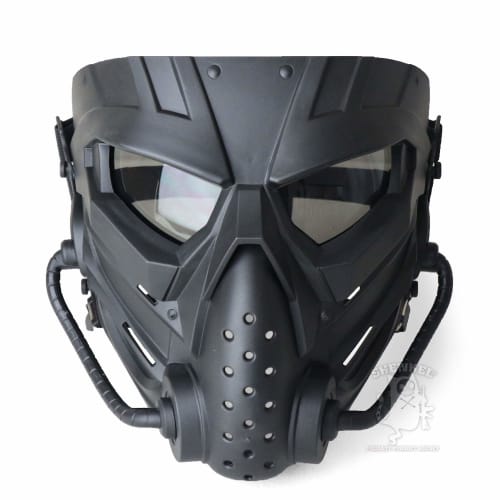 SHENKEL 2-Way Full Face Guard with Anti-Fog Cloth, Compatible with FAST Helmets, Black Lens (Gray), Airsoft, Paintball