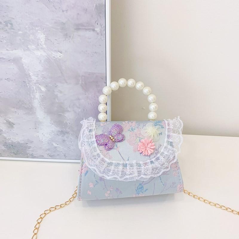 Embroidered Pearl Lace Chain Childrens Crossbody Bag Suitable Daily For
