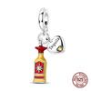 Шармы-бусины для винных бутылок Медный металл Ром Бренди Виски Текила Компоненты бусин Совместимы с 3-мм Аутентичными Оригинальными Браслетами Сделай сам