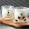 250-300 мл Кружки для кошек Чашка из двойного стекла Портативная Большой вместимости Креативная Стеклянная чашка с медведем Чайные чашки с ручкой Мультяшная чашка для кофе с медведем