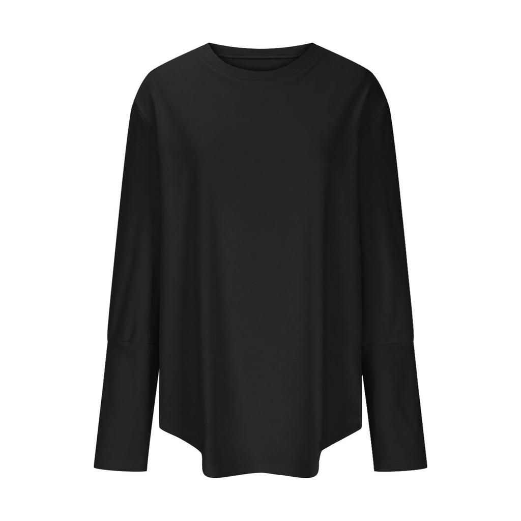 Женский модный свитшот с длинными рукавами, однотонный, с круглым вырезом, повседневный