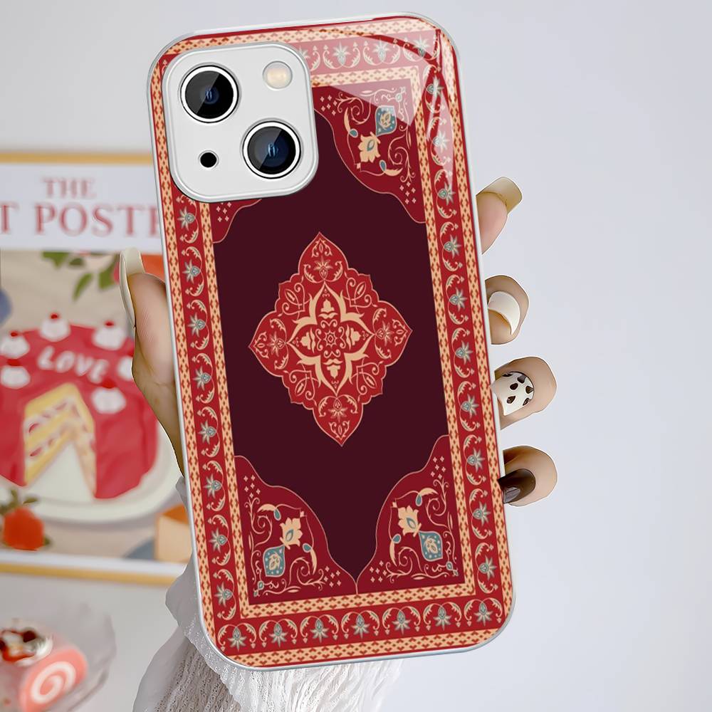 Персидский ковер Цветочный узор Закаленное стекло Для iPhone 14 13 12 11 Pro Mini XS MAX 14Plus X XS XR Чехлы