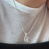 Warmrecord Silver925 Matte Ddddot Herkimer Diamond Necklace_ONE021