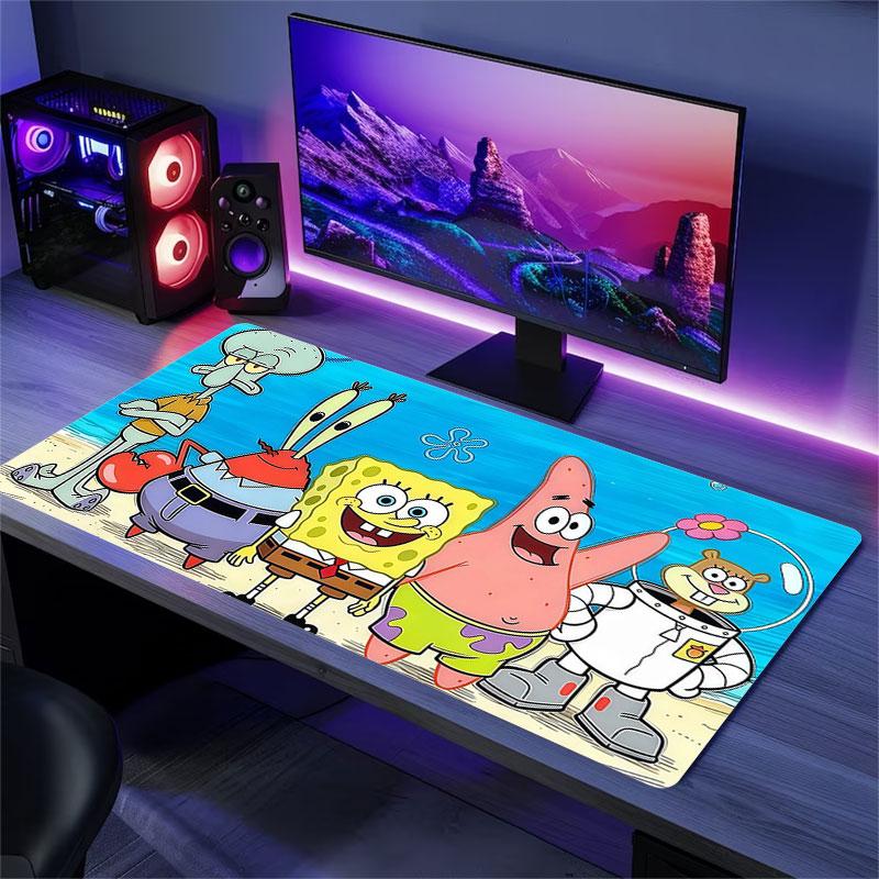 SpongeBob SquarePants Mouse Pad, Large Gaming Desk Mat, Non-slip XXL Mousepad for Laptop & Tablet, Mini PC Playmat with Stitched Edges
