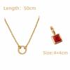 Stainless Steel Square Stone Pendant Colored Zirconia Designer Pendant Necklaces  Jewelry Gift