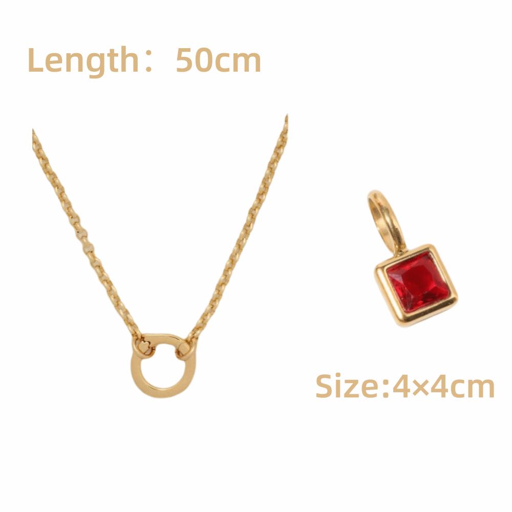 Stainless Steel Square Stone Pendant Colored Zirconia Designer Pendant Necklaces  Jewelry Gift