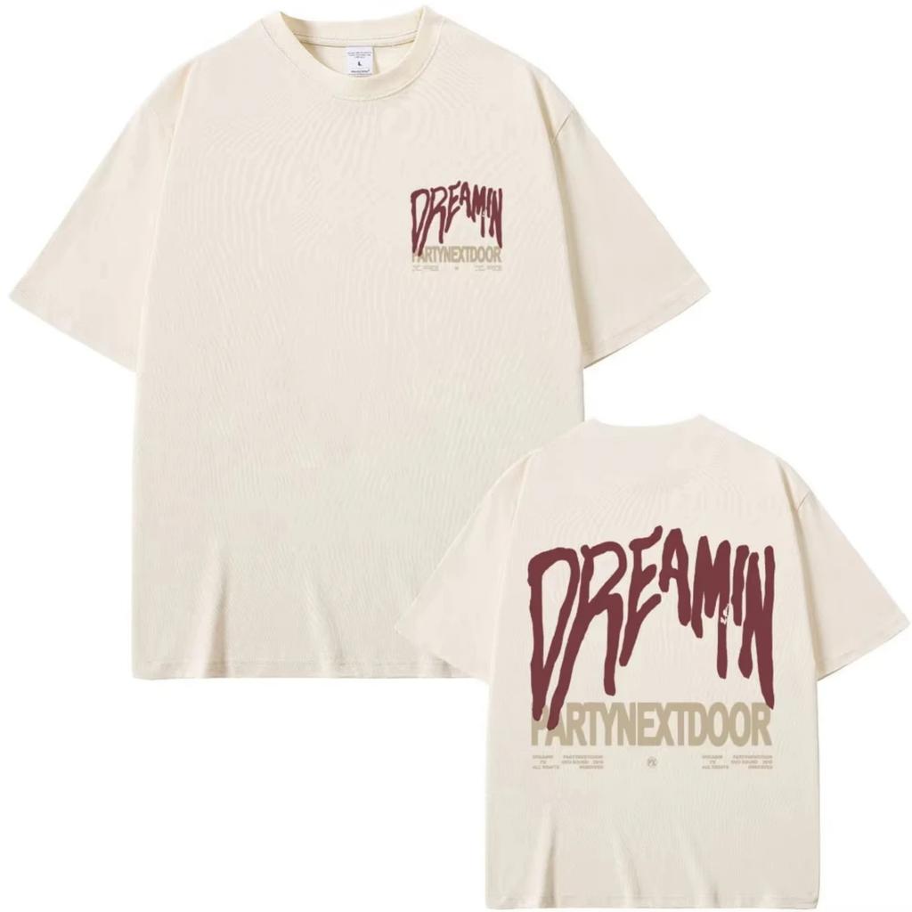Футболка с графическим принтом Rapper Partynextdoor Dreamin Мужская Женская Мода Хип-хоп Тренд Футболки Мужская Винтажная Оверсайз Уличная одежда
