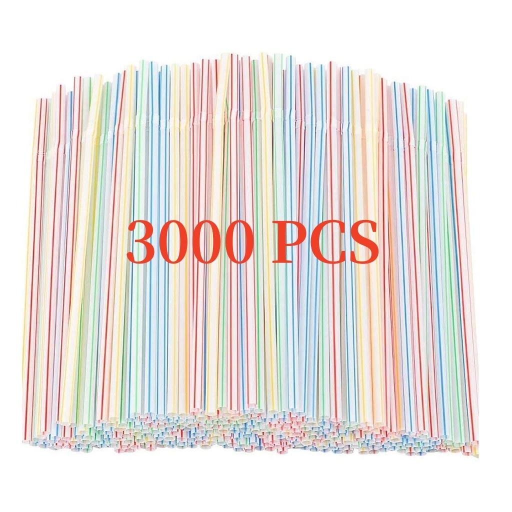 100-3000PCS Colorful Drinking Kunststof Straw Milk Tea Bar Party Rietjes Drinking Wedding Kitchen Beverage Straws Wholesale