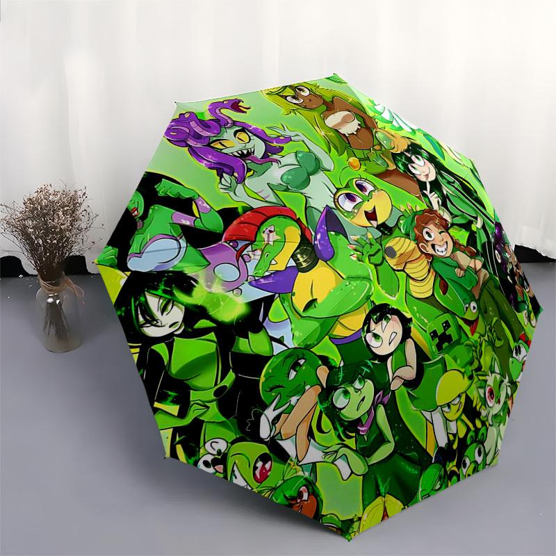 1pc Yoshi & Splatoon Characters Outdoor Umbrella - Automatic Opening/Closing, Portable 3-Fold Design, 8-Rib Iron Frame - Perfect Gift for Fans, Travel