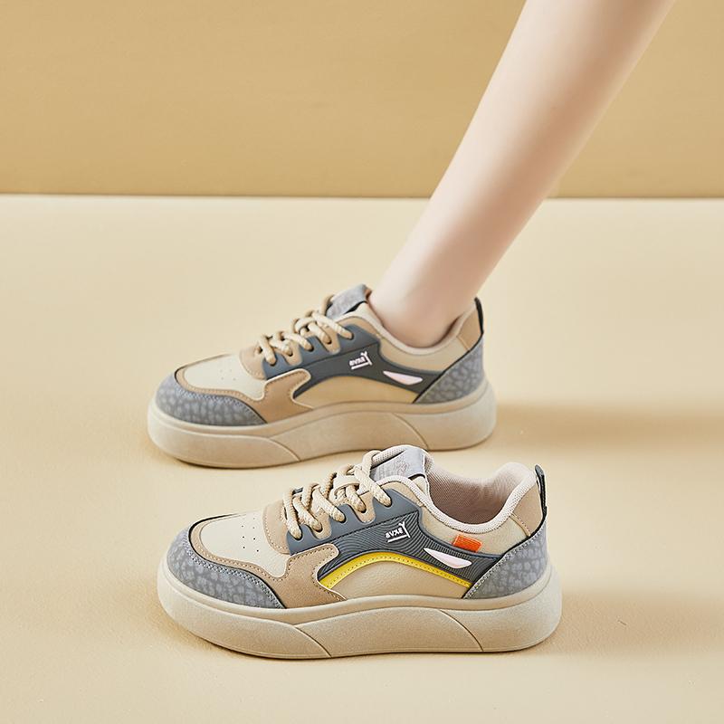 Мода 2024 осенняя мода новые женские удобные кроссовки на шнуровке нескользящие однотонные