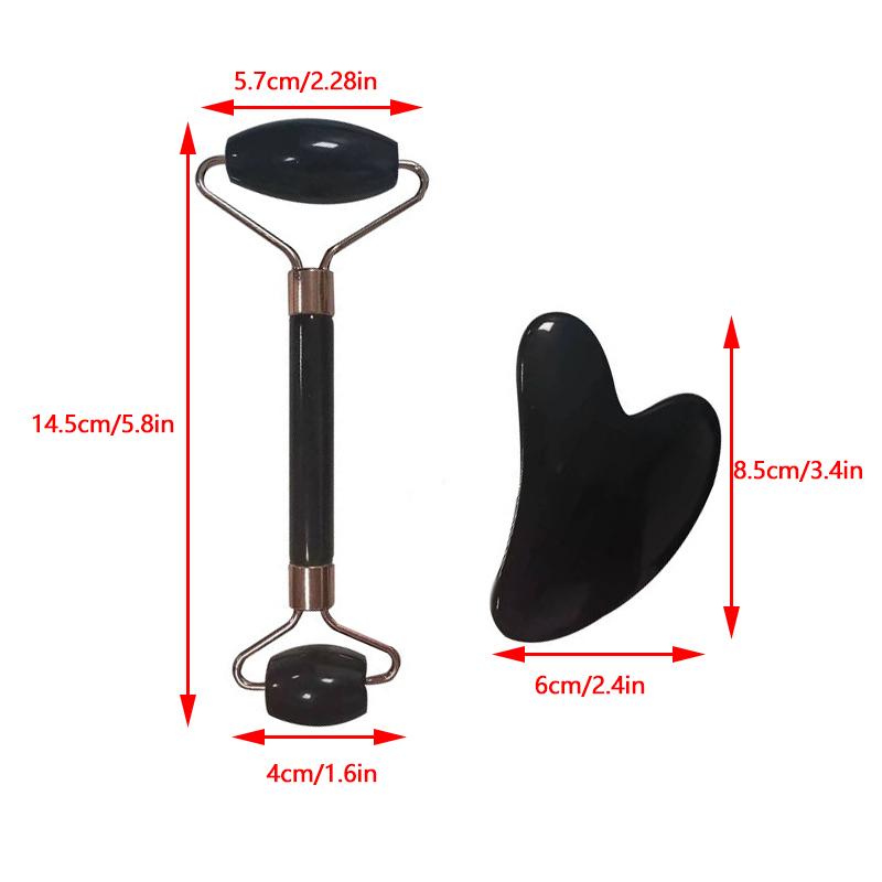 2 шт. Массажер для лица и шеи, роликовый резиновый скребок для красоты, двухсторонняя массажная палочка для разблокировки и расслабления, не розовый нефрит
