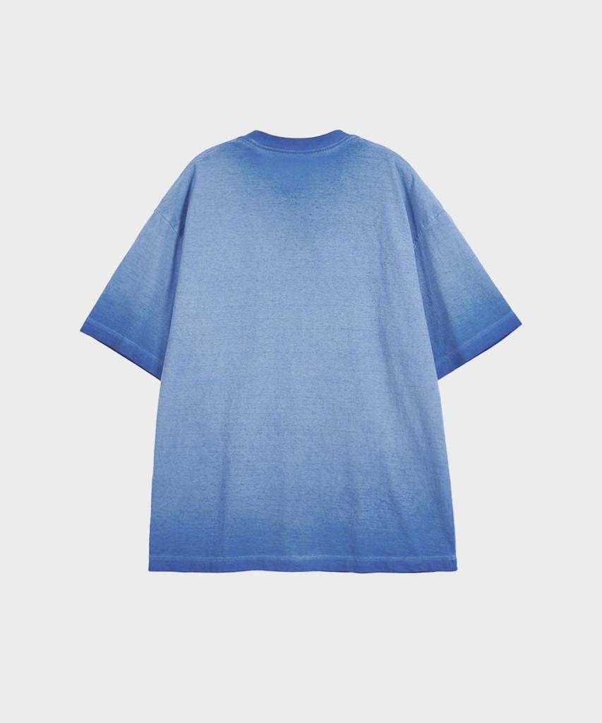 MAKEITTO Pigment Washed Oversized Crew Neck Short Sleeve T-Shirt_Blue