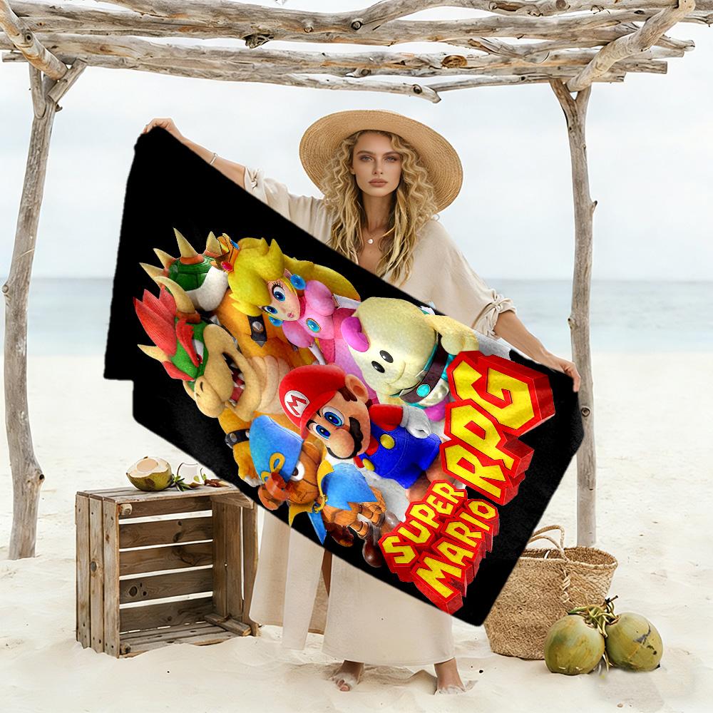 Mario Theme Beach Towel Super Soft & Absorbent Comfortable Lightweight Perfect for Traveling Yoga Camping and Swimming