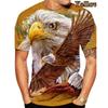 Футболка с 3D принтом животного орла, весна-лето, женская и мужская одежда, большие размеры, свободные топы с круглым вырезом и короткими рукавами, дышащие рубашки для пар