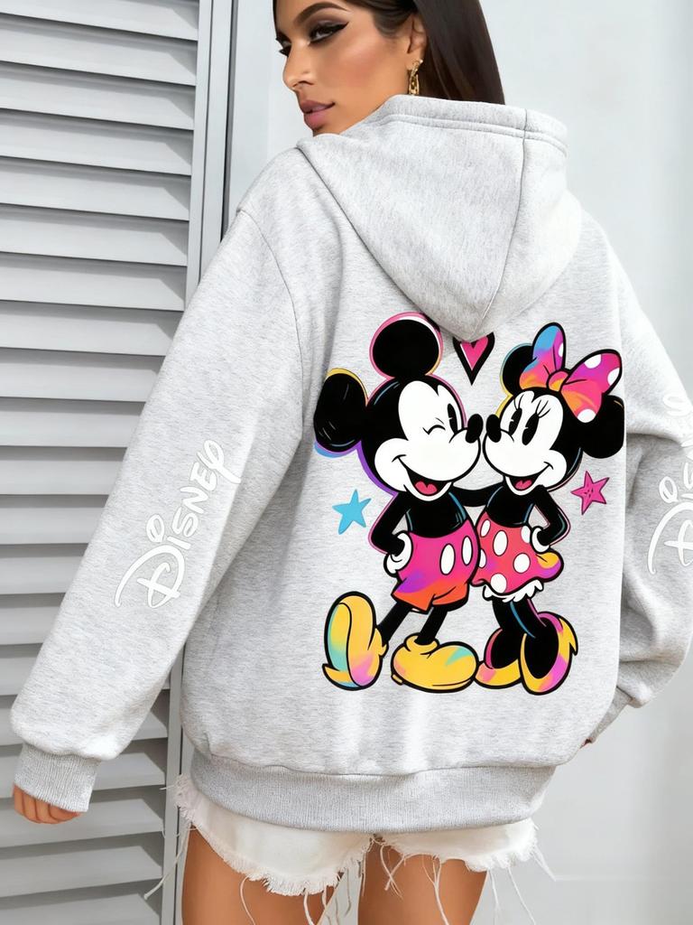 Дисней Микки Минни Принт Свитшот Женский Мужской Осень Зима Повседневный Свободный Худи Винтажный Мультяшный Графический Пуловер Уличная Одежда