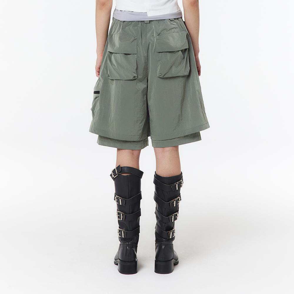 OFFROAD Unisex Stand Collar Vest Set-Up Pants (Ash Olive)_5Ld1713
