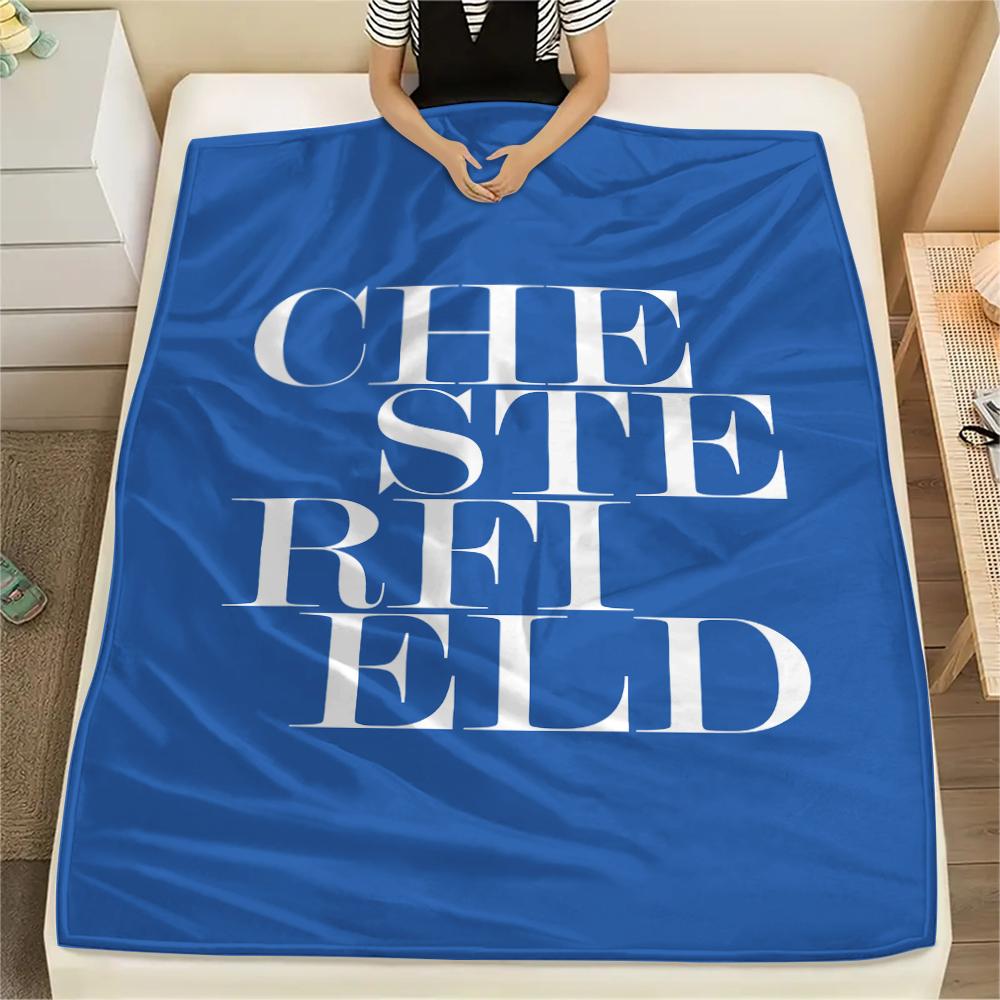1 шт. Фланелевое одеяло с принтом Chesterfield F.C.C, Высококачественное, Для всех сезонов, Декор для дома, Тепло и комфорт, Идеально для рождественских подарков