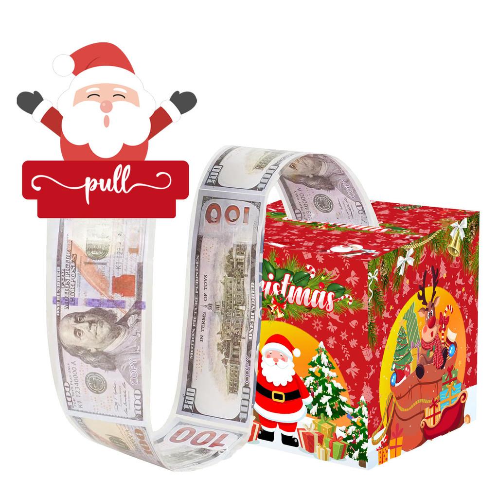 Red Christmas Santa Paper Money Box Festive Celebration Decor And Gift Giving