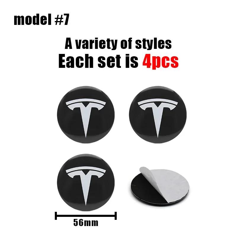 Автомобильная наклейка Tesla Car 56 мм Значок Наклейки на центральные колпачки ступиц для Tesla Model S Model 3 2024 Model Y X Колпачок центра колеса шины Значок