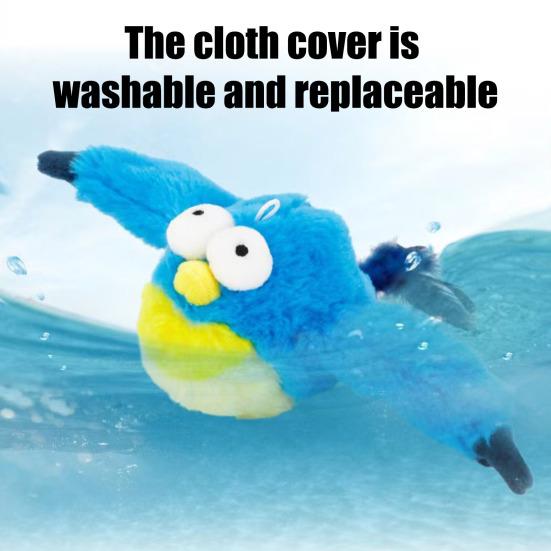 Yousheng Машущая Птица Игрушка для Кошек Перезаряжаемый Машущий Воробей с Чирикающими Звуками Кошачья Мята Интерактивная Плюшевая Игрушка-Птица для Игр и Упражнений Кошек