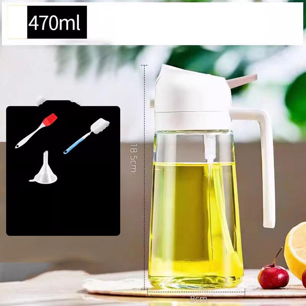 Oil Sprayer for Cooking 2 in 1 Spray  Pour Olive Oil Dispenser 470ml Glass Spray Oil Bottle Kitchen Gadgets
