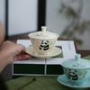 Chinese Style Panda Ceramic Cover Bowl Cup Kung Fu Tea Set Restaurant Home Brewing Tea Bowl Single High End Gift Giving Ceramic Tea Set
