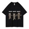 Funny Cute Cat Meme Graphic TShirt Happy Dance Cat Print Short Sleeve T-shirt Men Women Casual Fashion Cotton T Shitrs 50747