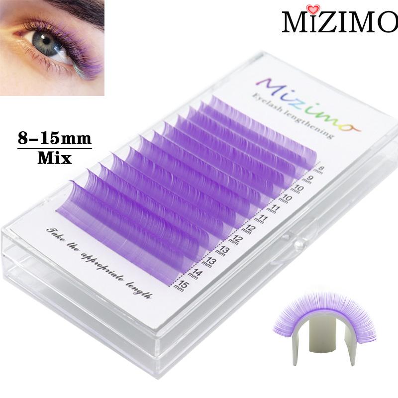 Цвет, прививка, накладные ресницы, кончик фиолетовой орхидеи 0,07 мм, C/D, смешанная длина, макияж, наращивание.