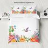 3-piece Set of Natural Floral Hummingbird Pattern Print (1 Duvet Cover+2 Pillowcases, No Core) Soft and Comfortable Bedding Set