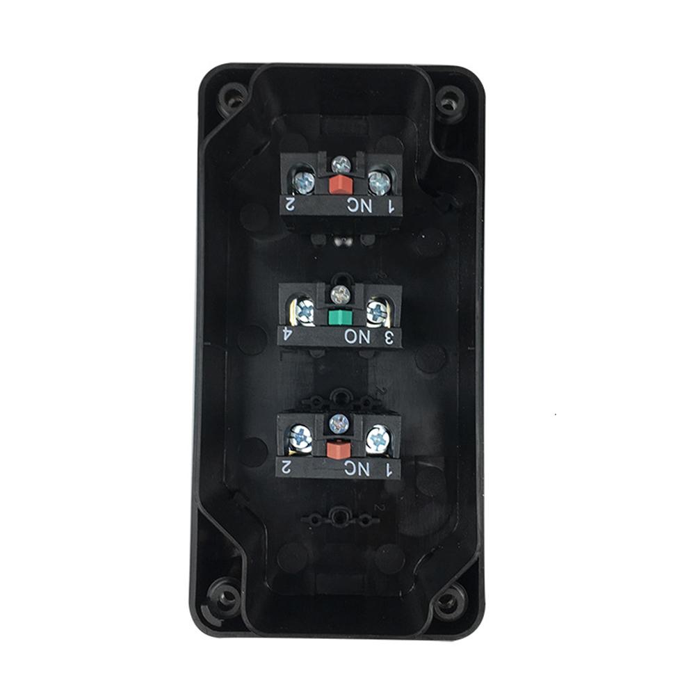 Three-Button Push Button Switch Station 10A Rated for Control Circuits with Red Exigent Stop and Dual NO Actuation