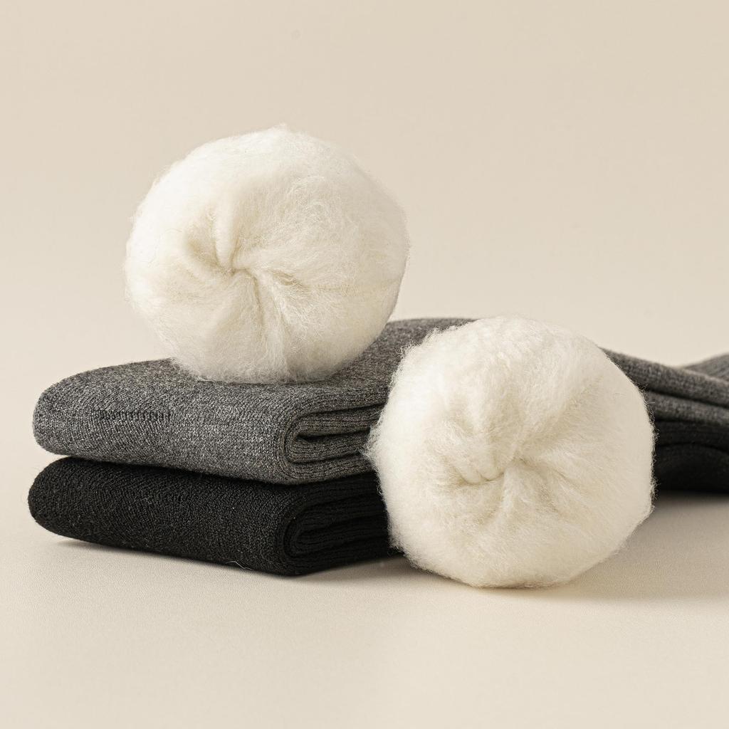 Miraculous Wool Knee Warm Winter Calf Room Sizes Set Number [TsujiYa] Men's Socks Thick, Socks, Fluffy, Warm, Socks, Fleece-Lined, 25-27cm, 3-Pair