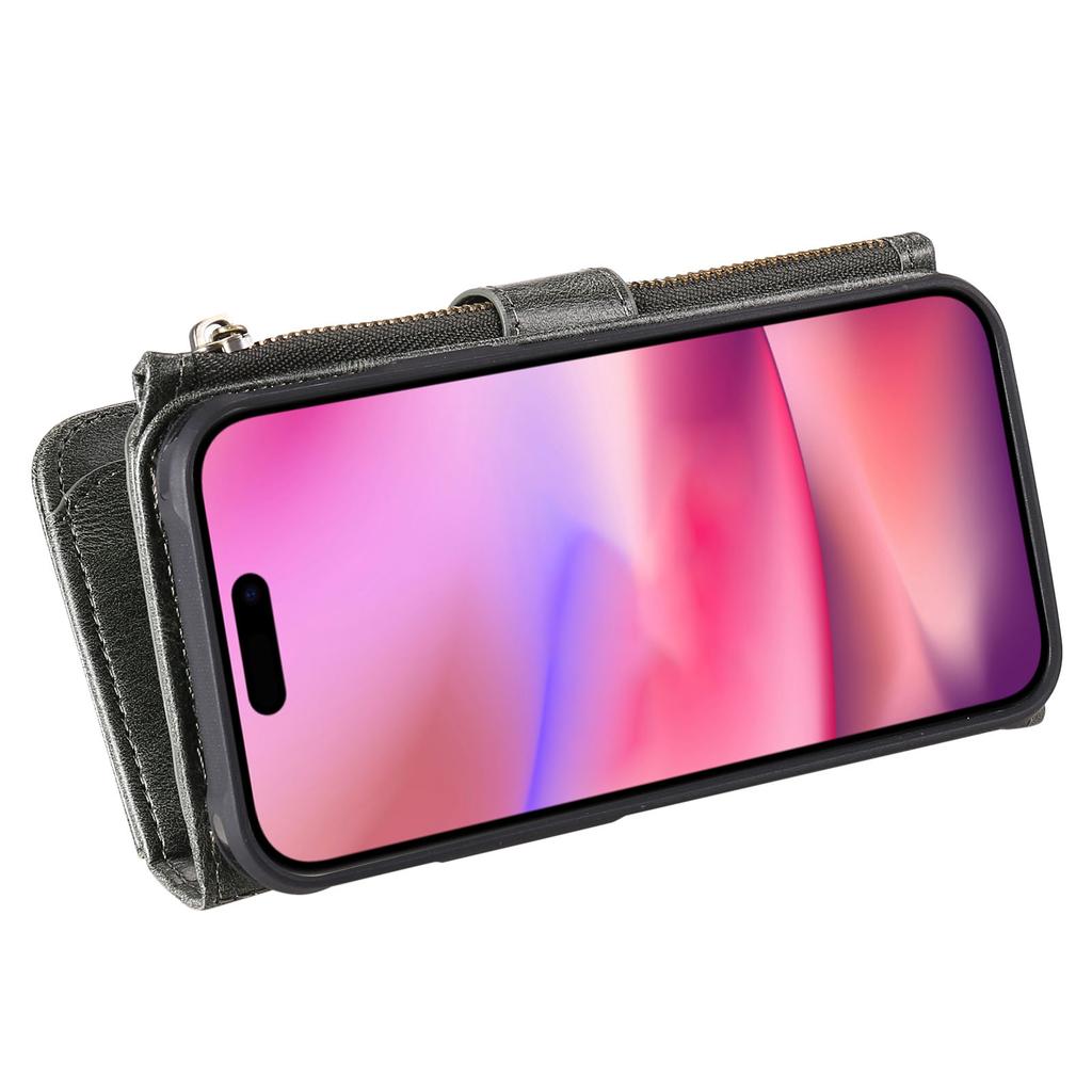 Чехол для телефона iPhone 17 из ПУ кожи, кошелек на молнии, съемная крышка