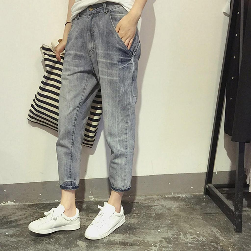 Женские брюки большого размера, эластичные джинсы, свободные полуэластичные брюки