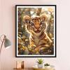 5d DIY Diamond Painting Cross Stitch Cute Animal Little Tiger Diamond Embroidery Mosaic Round Drill Home Decor Crafts