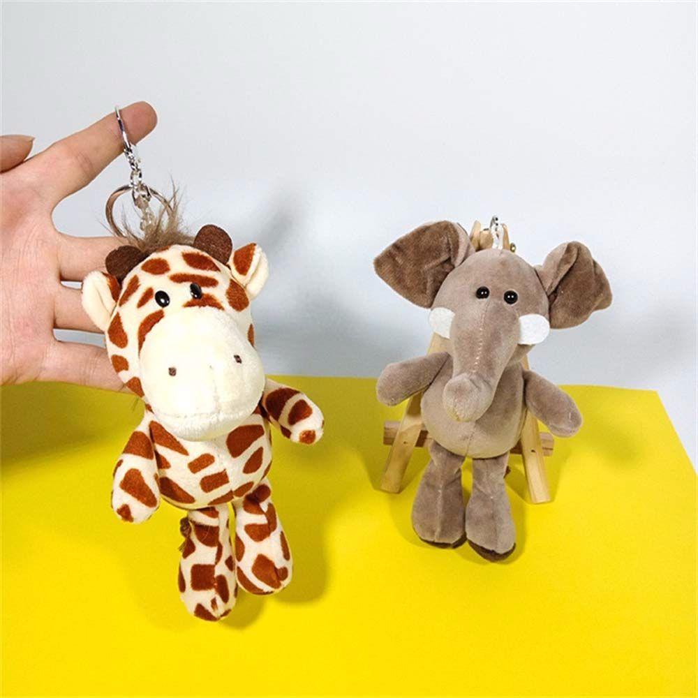 Giraffe Lion Key Chain Elephant Key Ring Animal Plush Toy Plush Keychain Plush Dolls Stuffed Toys